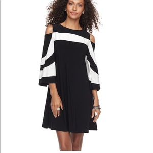 Nina Leonard Black and White Swing Dress